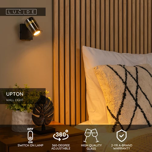 Lucide UPTON - Wall light - 1xGU10 - Smoke Grey - USP